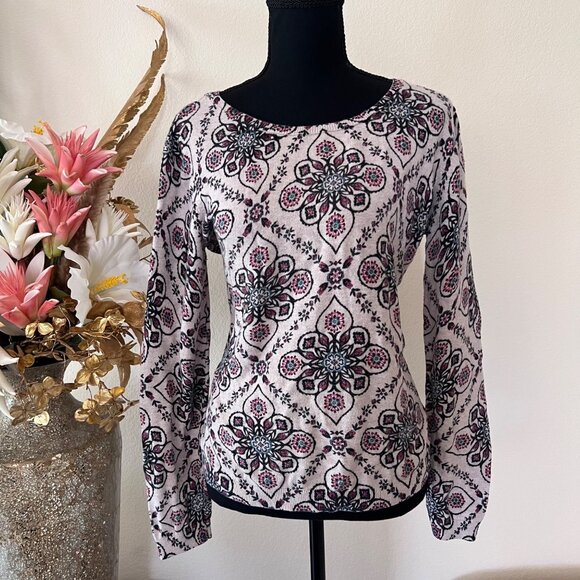 Old Navy Tops - Floral Geometric Multicolor Long Sleeve Cozy Lounge Top 100% Cotton L